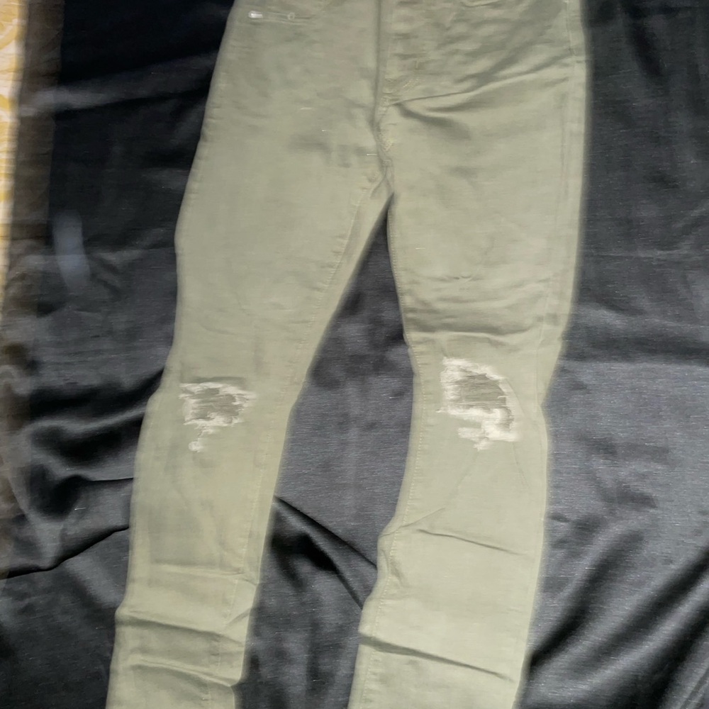 Olive Distressed Skinny Jeans